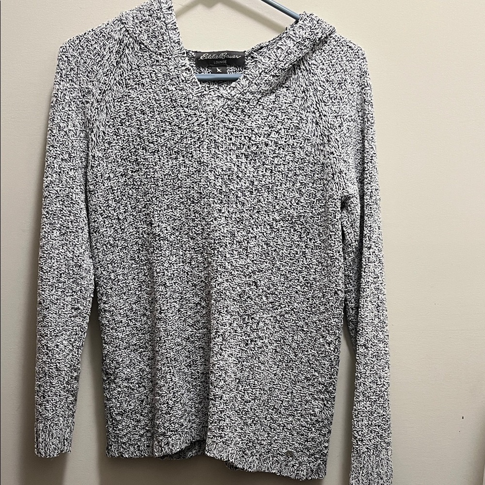 Eddie Bauer Marled Knit Hooded Longe Pullover